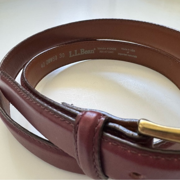 L.L. Bean Brown Leather Belt with Gold Buckle size 40 - Picture 3 of 10